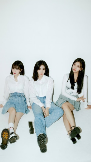VIVIZ members Eunha, SinB, and Umji posing for a photoshoot