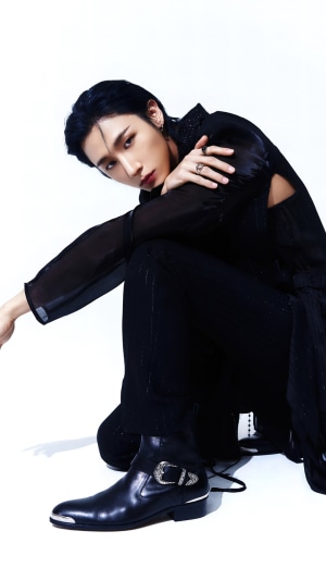 I.M from Monsta X in black outfit