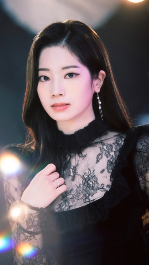 Kim Da-hyun from TWICE in Black Lace Dress