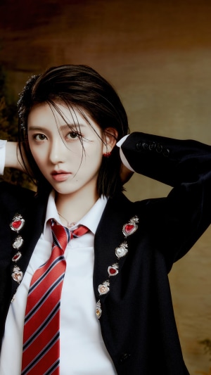 Gaeul from IVE wearing a suit and tie