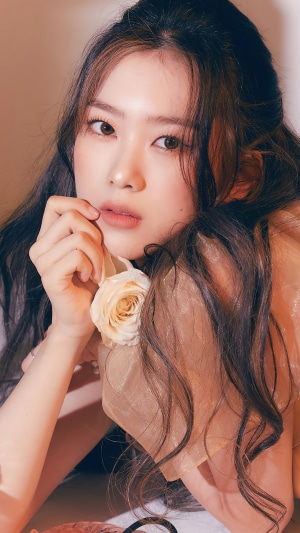 Jiho from Oh My Girl with a rose