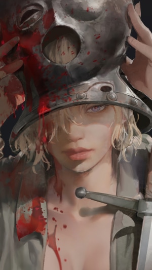 Elden Ring Prisoner with Bloody Helmet and Sword