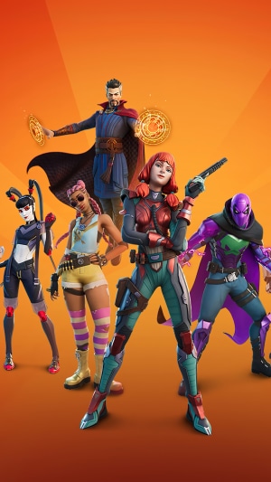 Fortnite characters including Doctor Strange