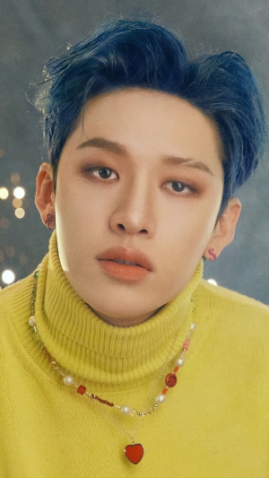 Bang Chan from Stray Kids in Yellow Turtleneck
