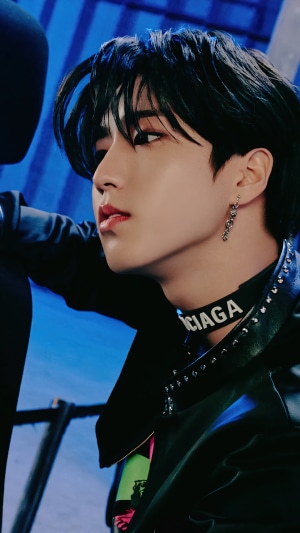 Han Ji-sung from Stray Kids in Black Outfit