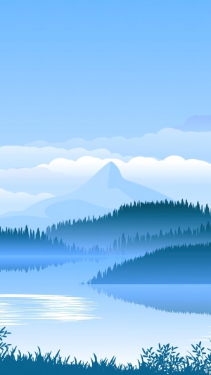 Minimalist mountain lake scenery digital art