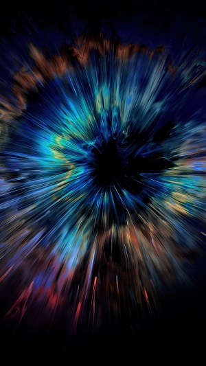Abstract digital art with blue and orange explosion