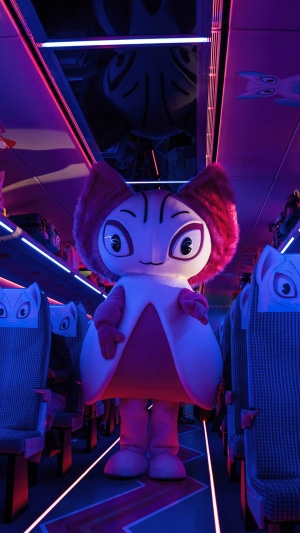 Mascot on a bullet train