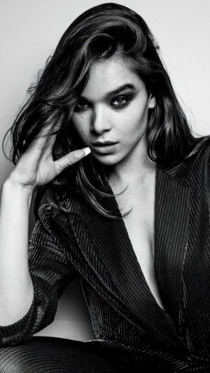 Hailee Steinfeld in a black jacket photoshoot