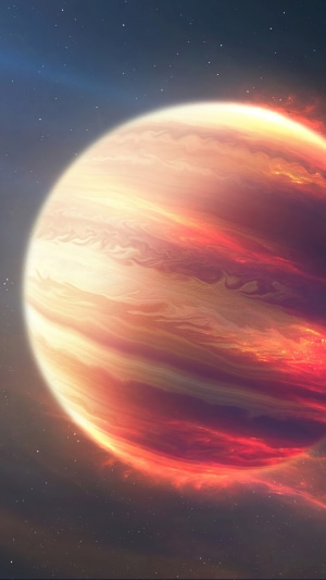 Jupiter in space with stars