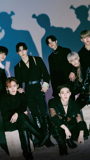 Stray Kids group photo with shadows