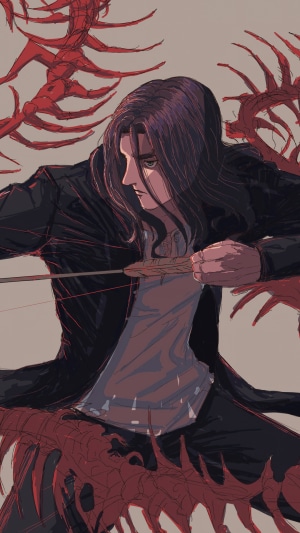 Eren Yeager from Attack on Titan with red tendrils