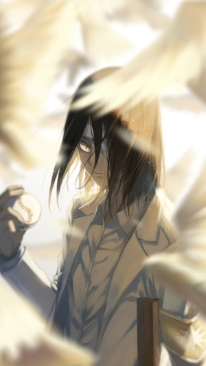 Eren Yeager from Attack on Titan holding a baseball