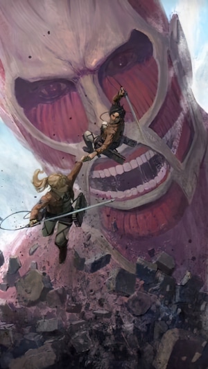 Attack on Titan: Colossal Titan vs. Mikasa and Annie