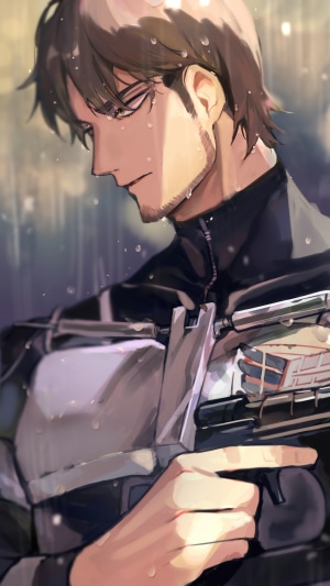 Jean Kirstein from Attack on Titan in the rain
