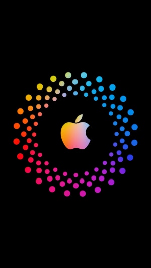 Apple logo with colorful dots