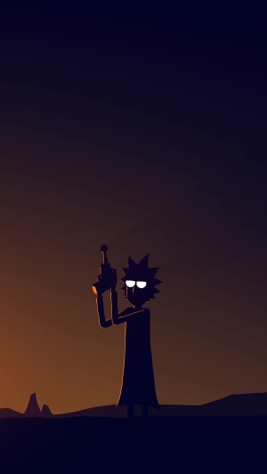 Rick Sanchez from Rick and Morty with a gun