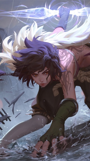 Anime girl with purple hair and a sword
