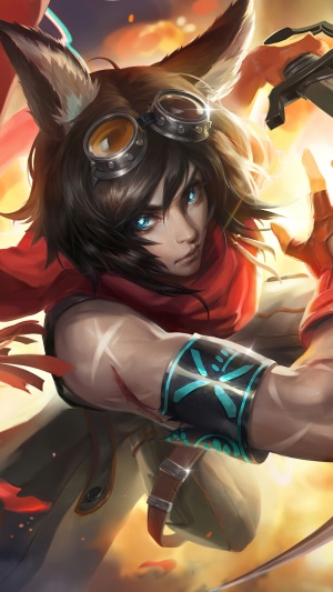 Anime character with fox ears and goggles