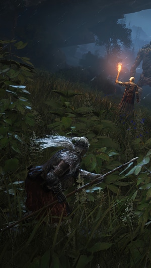 Elden Ring character with spear in a forest