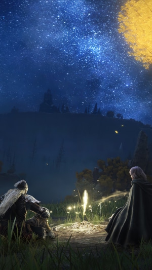 Melina and Tarnished from Elden Ring by a Site of Grace