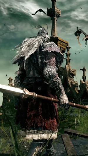 Tarnished from Elden Ring with a spear