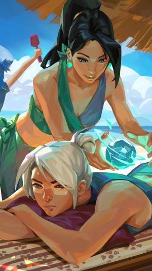 Jett and Sage from Valorant on vacation