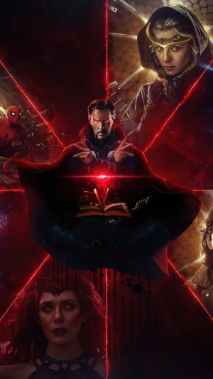 Doctor Strange, Scarlet Witch, and America Chavez from Doctor Strange in the Multiverse of Madness