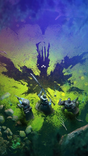 Destiny 2 Hunter, Warlock, and Titan face a shadowy entity
