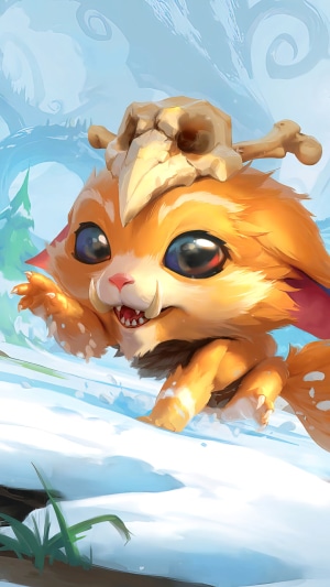 Gnar from League of Legends in the snow