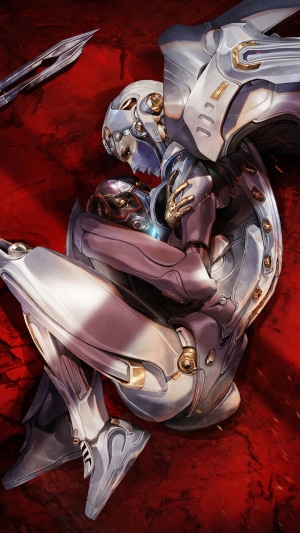 Characters from Overprime in a dramatic embrace