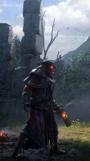 Character from Overprime holding a gun
