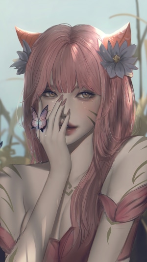 Ahri from League of Legends with a butterfly
