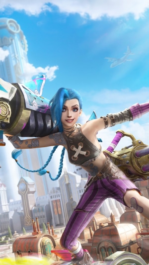 Jinx from League of Legends with large weapon