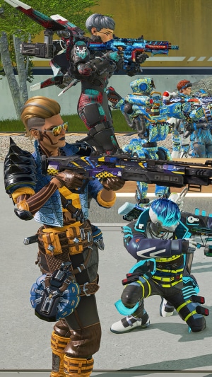 Characters from Apex Legends holding weapons
