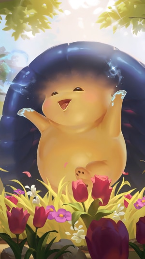Fae creature in a field of flowers from Legends of Runeterra
