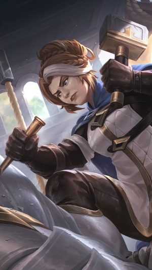 Girl sculpting with hammer and chisel in Legends of Runeterra