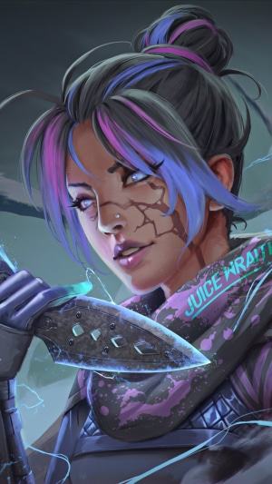 Wraith from Apex Legends holding a knife