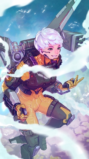 Valkyrie from Apex Legends flying