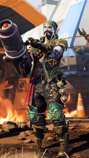 Fuse from Apex Legends holding a weapon