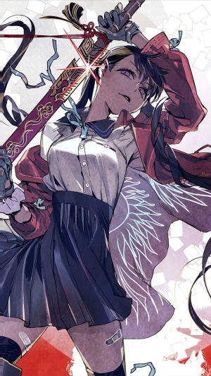 Anime girl with sword and AORUS jacket