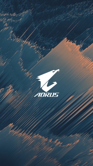 AORUS logo on abstract digital art background