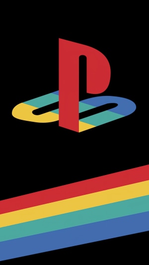 PlayStation logo with retro stripes
