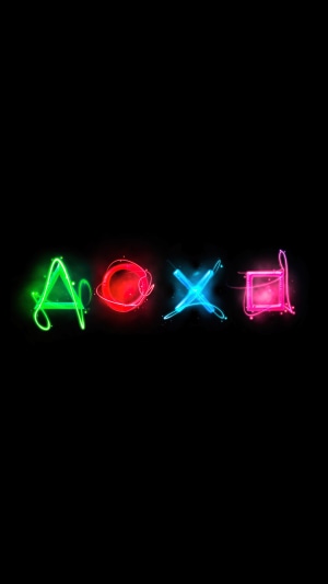 PlayStation symbols in neon lights