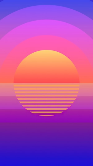 Retro Sunset Over Water