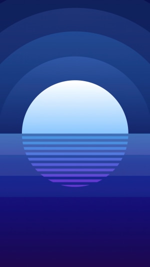 Digital Art of a Retro Sunset Over Water