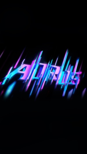 AORUS logo with neon streaks