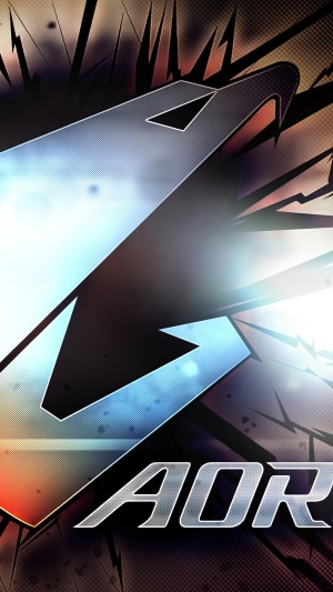 AORUS logo with abstract background