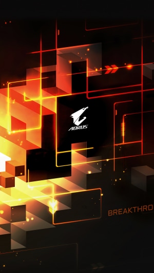 AORUS logo on abstract geometric background