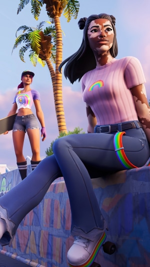 Fortnite characters with rainbow accents